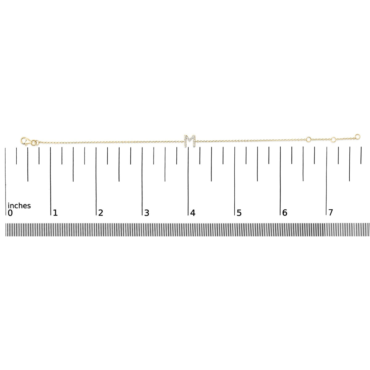 10K Yellow Gold Diamond Accent "A-Z" Initial Charm and Link Bracelet