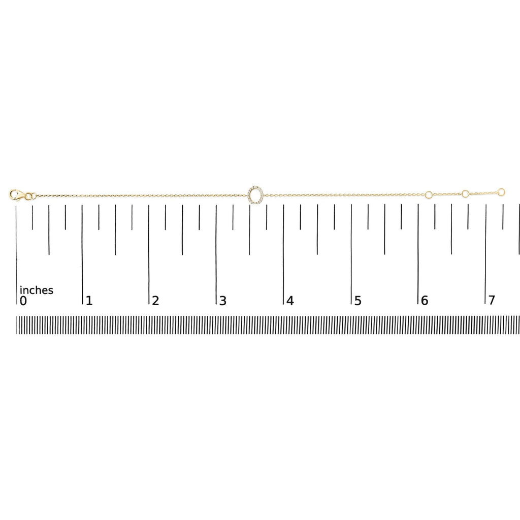 10K Yellow Gold Diamond Accent "A-Z" Initial Charm and Link Bracelet