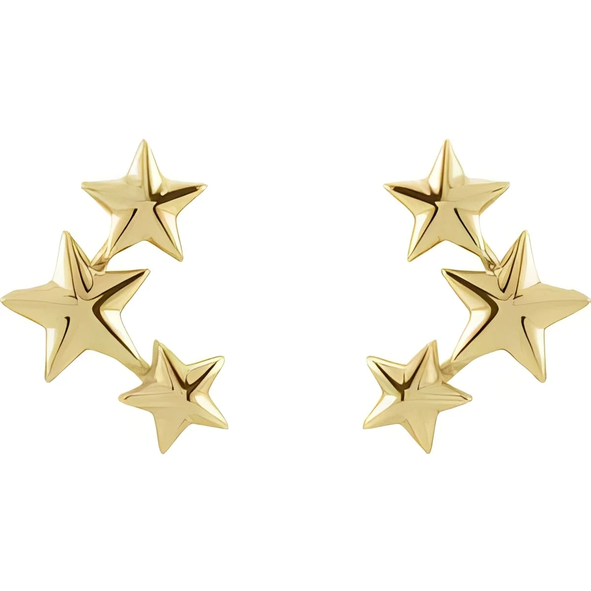 14K Yellow Gold Star Ear Climbers