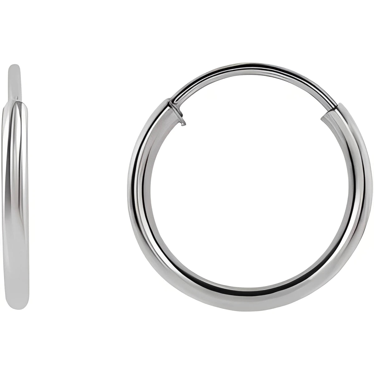 Sterling Silver Flexible Endless Tube 10 mm Hoop Earrings