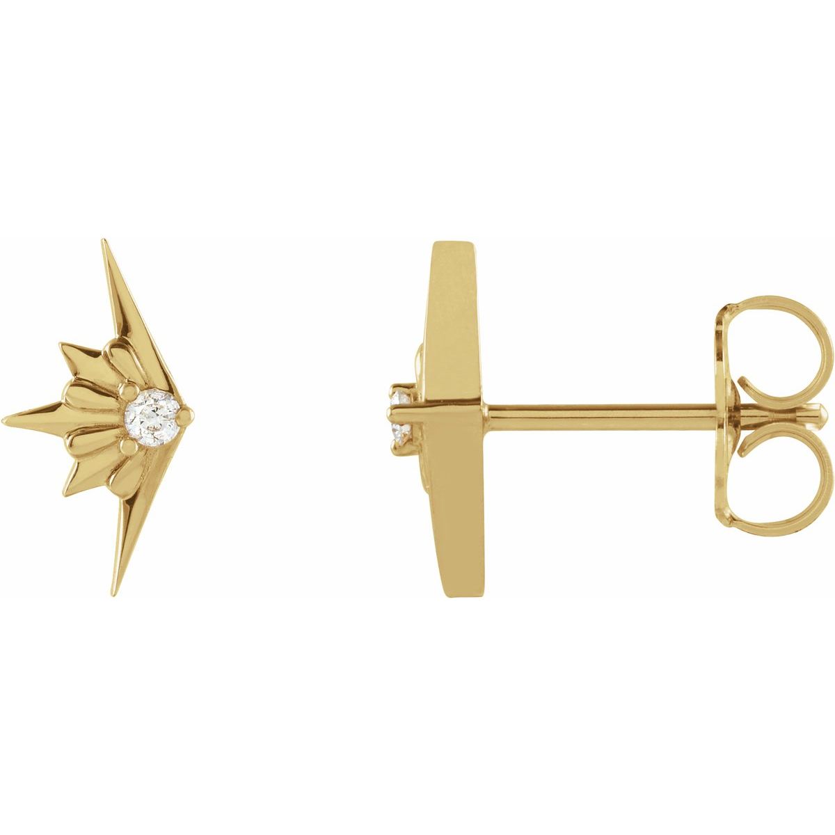14K Yellow Gold .03 CTW Natural Diamond Starburst Earrings