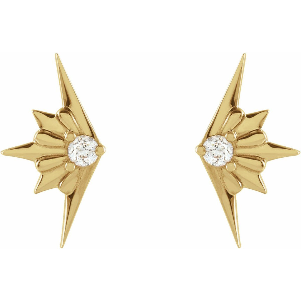 14K Yellow Gold .03 CTW Natural Diamond Starburst Earrings