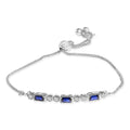 .925 Sterling Silver Created Blue Sapphire and White Sapphire Bolo Bracelet