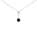 .925 Sterling Silver 8mm Black Pearl and Created White Sapphire Pendant Pendant Necklace