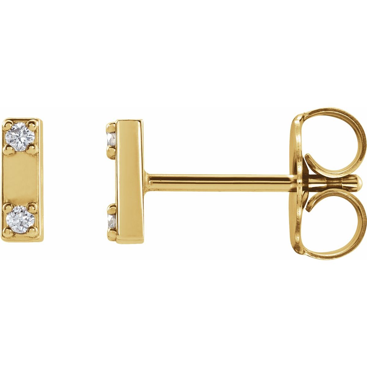 14K Yellow Gold .03 CTW Natural Diamond Two-Stone Bar Earrings