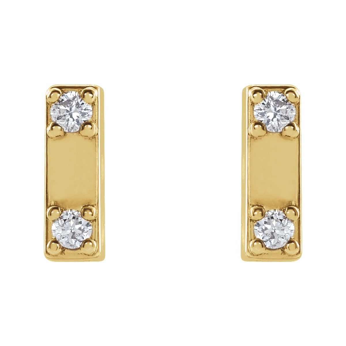 14K Yellow Gold .03 CTW Natural Diamond Two-Stone Bar Earrings