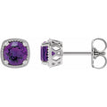 14K White Gold 5 mm Natural Amethyst Earrings