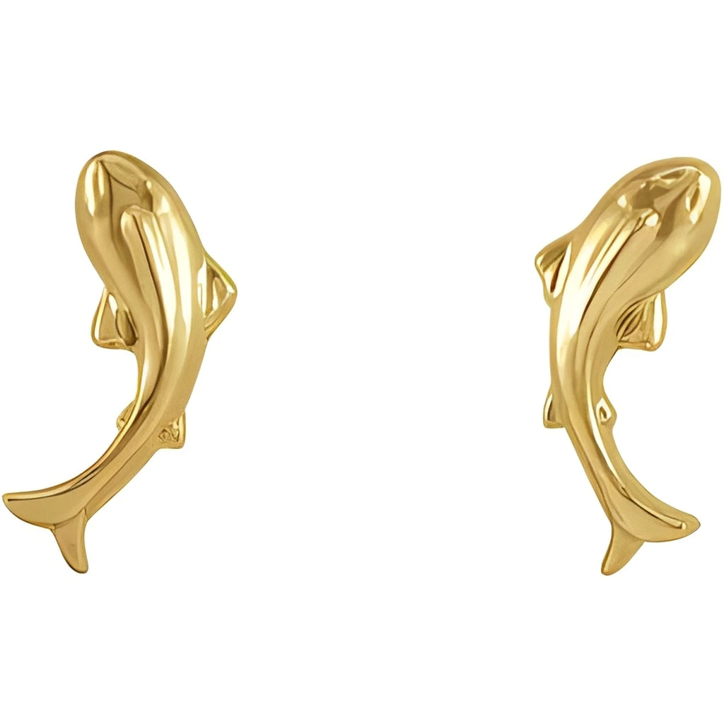 14K Yellow Gold Tiny Koi Fish Earrings
