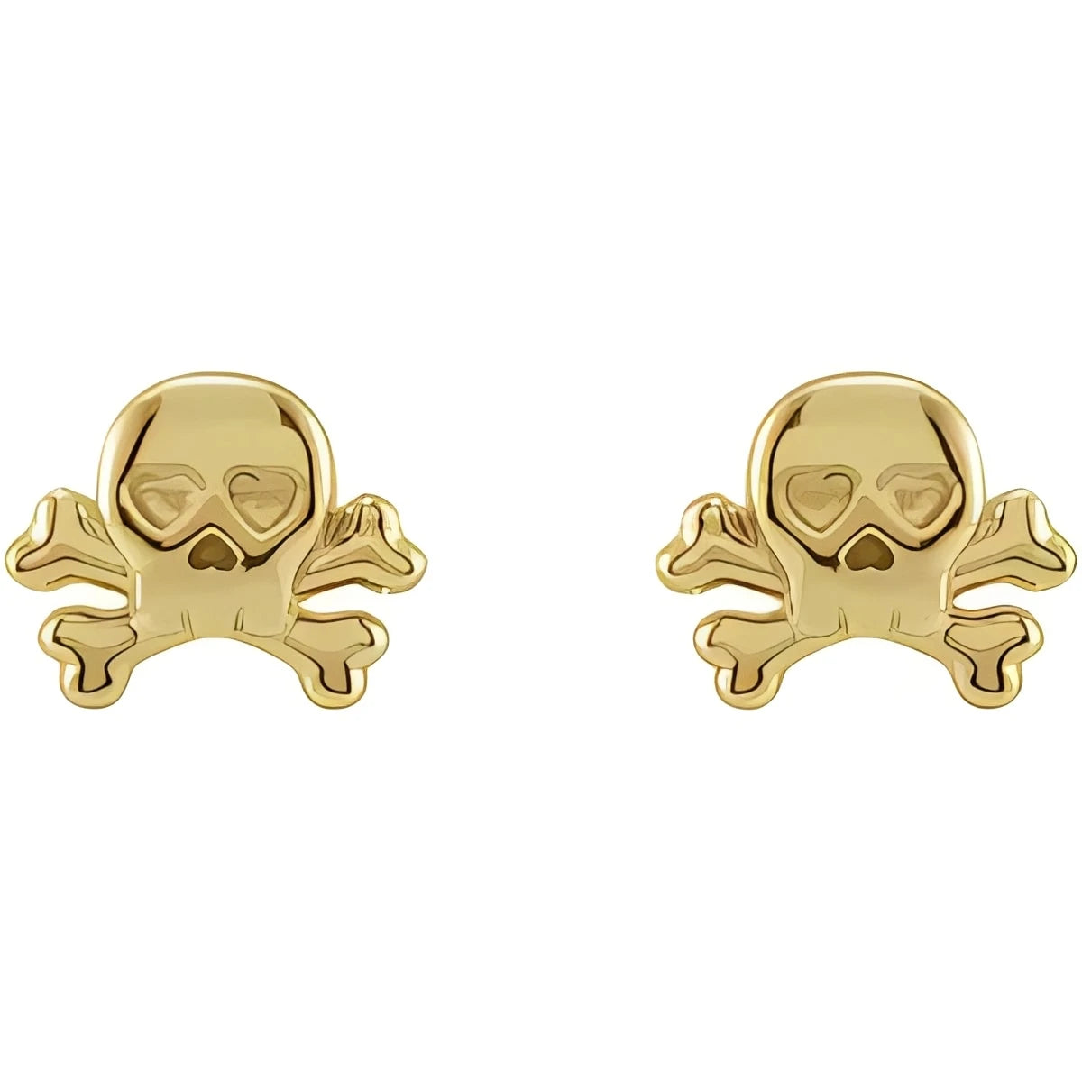 14K Yellow Gold Petite Skull & Crossbones Earrings