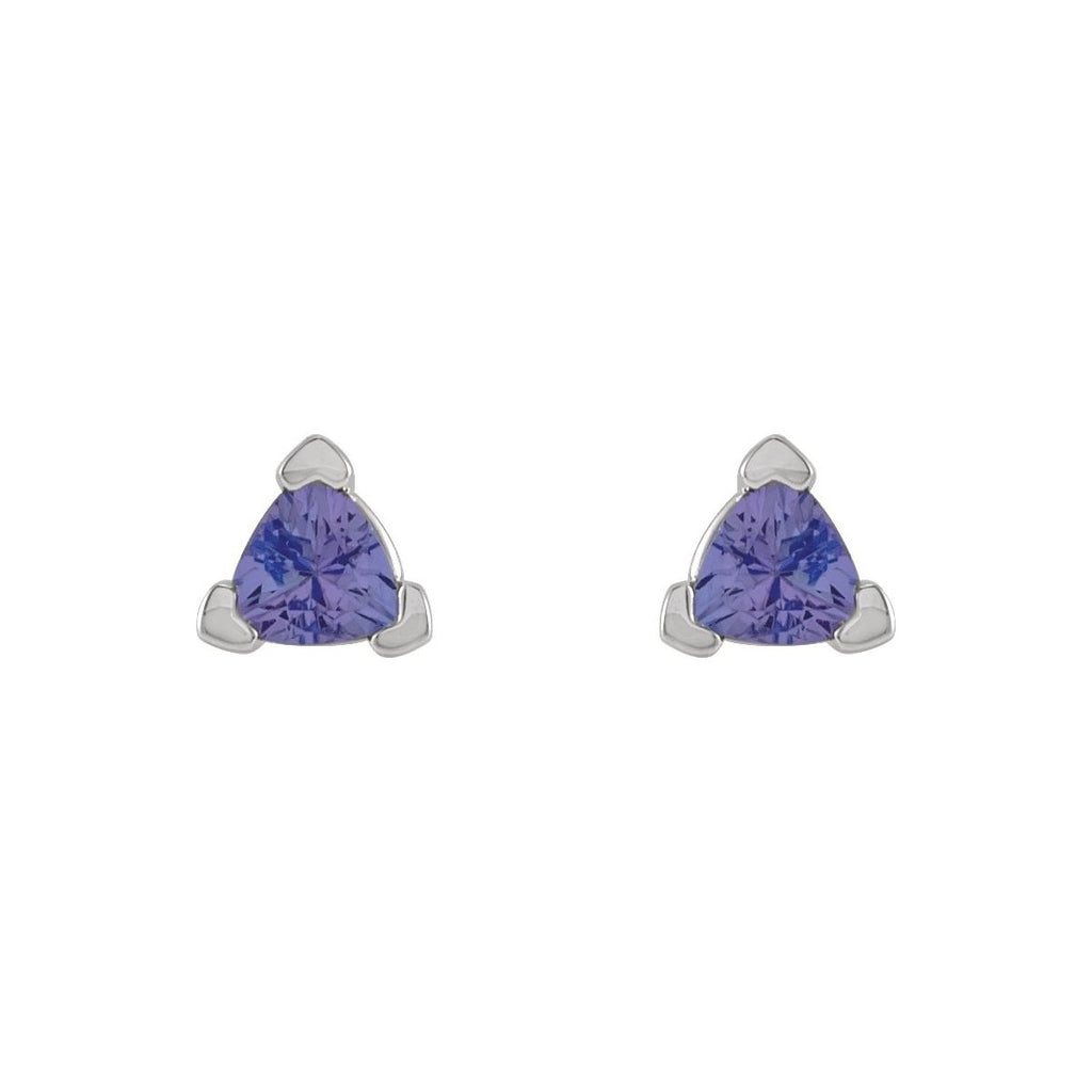 Sterling Silver 3 mm Trillion Natural Tanzanite V-Prong Earrings