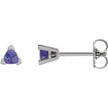 Sterling Silver 3 mm Trillion Natural Tanzanite V-Prong Earrings