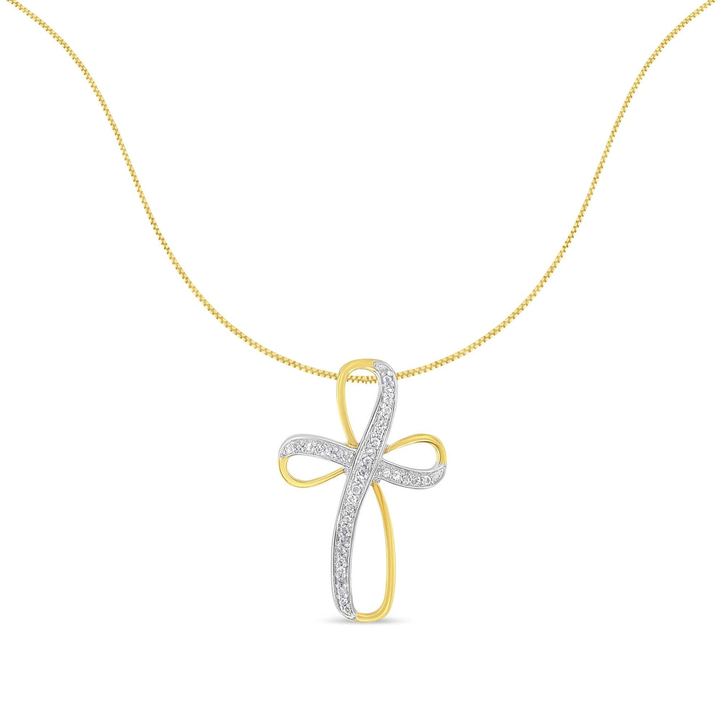 Two Tone .925 Sterling Silver 1/10 cttw Round Diamond Fashion Pendant Necklace (H-I, I3)
