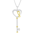 10k Two-Tone Gold-Plated Sterling Silver 1/10 ct TDW Round Cut Diamond Key to My Heart Pendant Necklace (H-I, I1-I2)