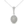 .925 Sterling Silver 1 1/2 cttw Diamond Halo Pendant Necklace (I-J, I3)