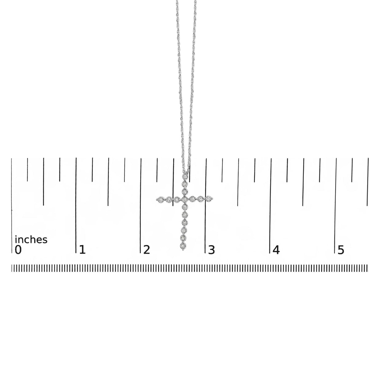 .925 Sterling Silver 1/6 Cttw Brilliant-Cut Diamond Miracle-Set Shared Prong Cross 18" Pendant Necklace (I-J Color, I2-I3 Clarity)