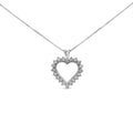.925 Sterling Silver 1/10 cttw 3-Prong Diamond Open Heart Pendant Necklace (I-J Color, I3 Clarity) - 18”