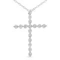 .925 Sterling Silver 1/6 cttw Diamond Cross Pendant Necklace (I-J, I1-I2)