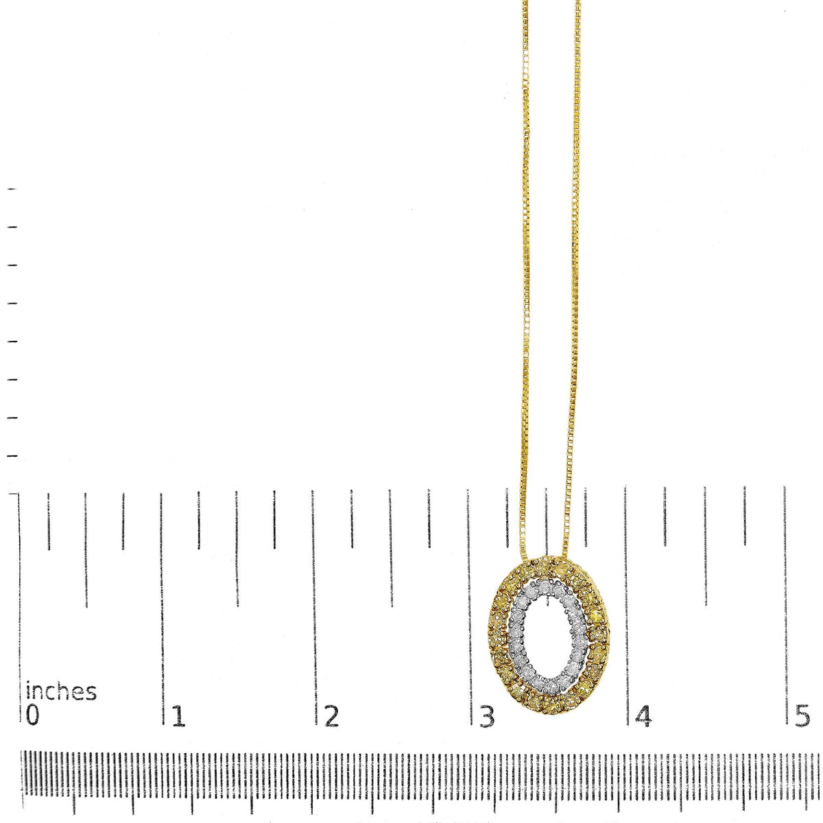 14K Yellow Gold Plated .925 Sterling Silver 1/2 Cttw Color Treated Diamond Double Oval Shape 18" Pendant Necklace (Yellow Color, I2-I3 Clarity)