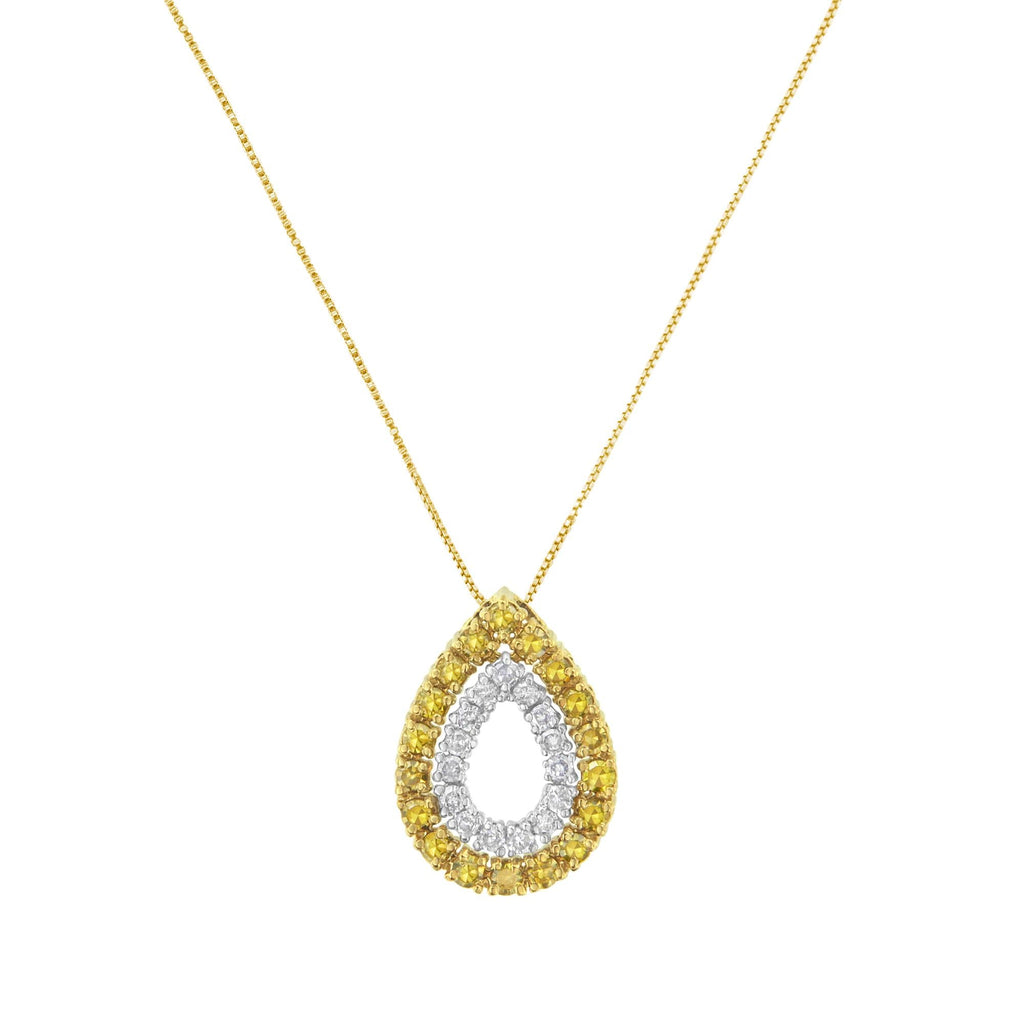 Yellow Gold Plated Sterling Silver Treated Yellow Diamond Pear Shape Pendant Necklace (1/2 cttw, Yellow Color, I2-I3 Clarity)