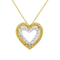 2 Micron 14K Yellow Gold Plated Sterling Silver Color Treated Diamond Heart Pendant Necklace (1/2 cttw, Yellow Color, I2-I3 Clarity)