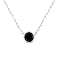.925 Sterling Silver 1/3 Cttw Bezel-Set Treated Black Diamond Solitaire 18" Pendant Necklace (Black Color, I1-I2 Clarity)