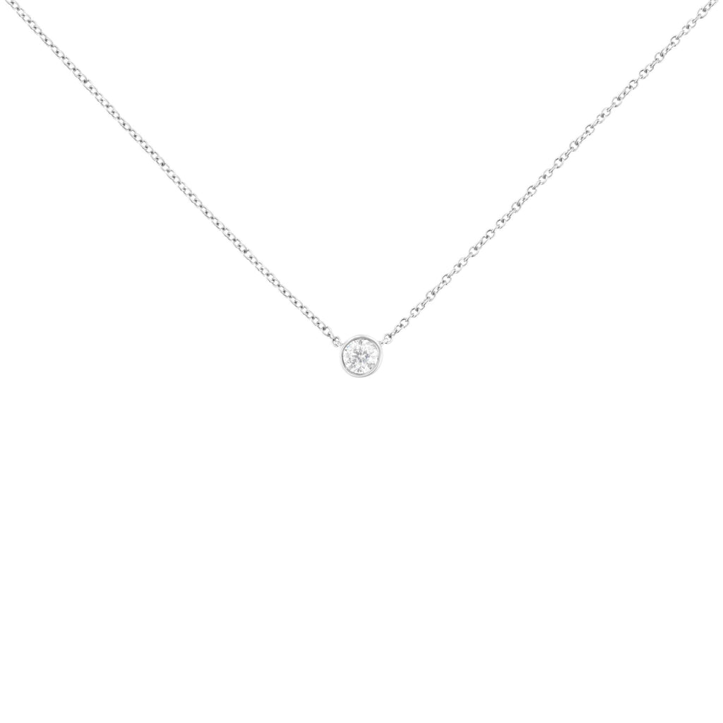 10K Gold 0.25 Carat Diamond Classic Bezel-Set Solitaire Pendant Necklace with 16"-18" Adjustable Chain (H-I Color, SI2-I1 Clarity)