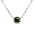 .925 Sterling Silver 1/5 Cttw Treated Green Diamond Solitaire Bezel 18" Pendant Necklace (Green Color, I1-I2 Clarity)