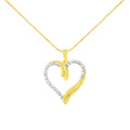 10K Yellow Gold Plated .925 Sterling Silver 1/10 cttw Diamond Open Heart 18" Pendent Necklace (J-K Color, I3 Clarity)