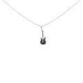 925 Sterling Silver 1/10 Cttw Treated  Diamond Guitar 18" Pendant Necklace (Blue Color, I2-I3 Clarity)