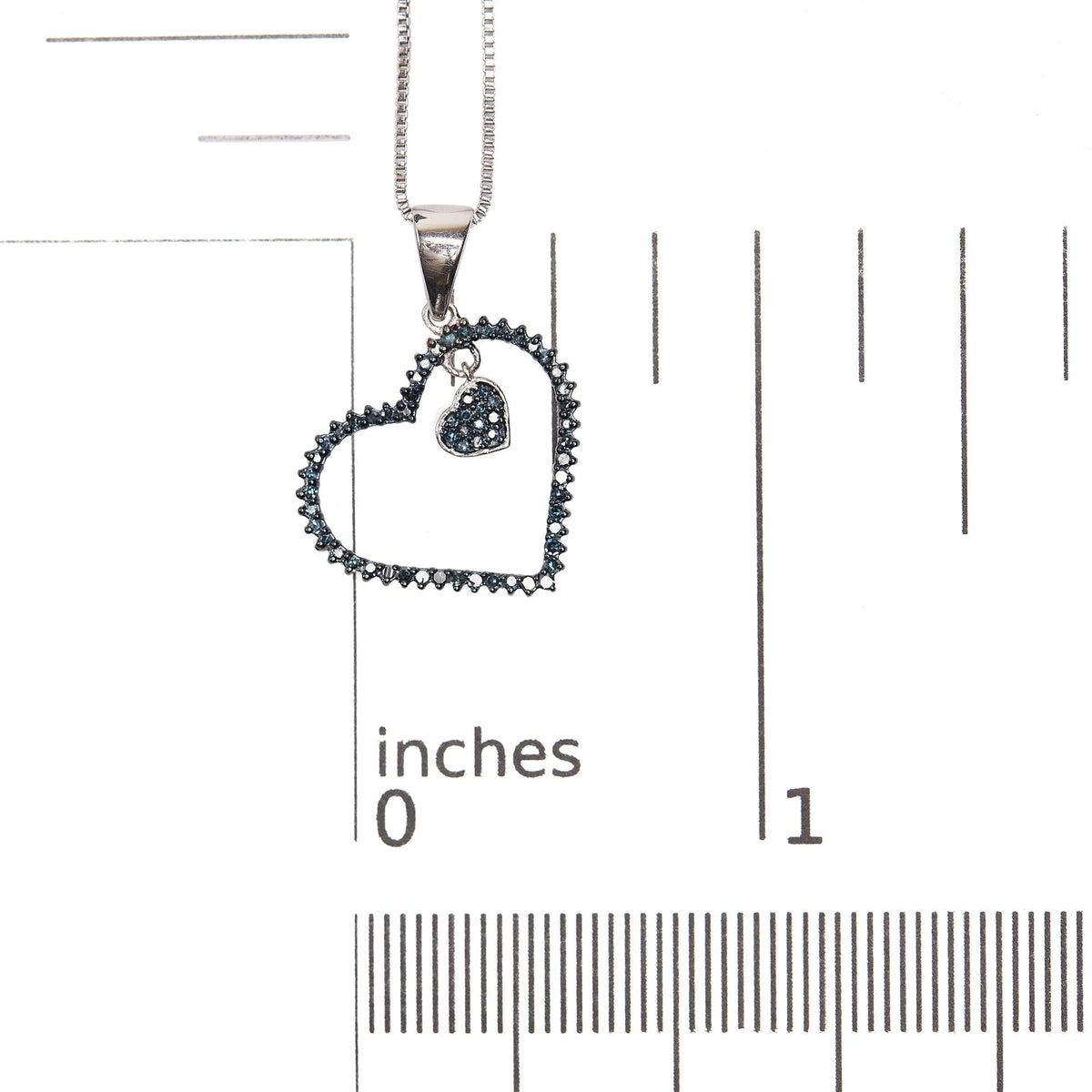 925 Sterling Silver 1/3ct TDW  Blue Treated  Diamond Heart Pendant Necklace