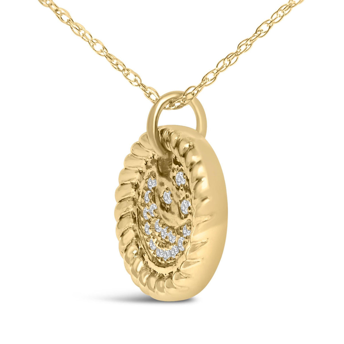 10K Yellow Gold Diamond Accent Crescent Moon Pendant Necklace