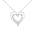 .925 Sterling Silver 1/4 cttw Diamond Open Double Heart 18" Pendant Necklace (I-J Clarity, I2-I3 Color)