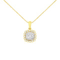 10K Yellow Gold Plated .925 Sterling Silver 1/4 Cttw Diamond 18" Pendant Necklace (I-J Color, I1-I2 Clarity)