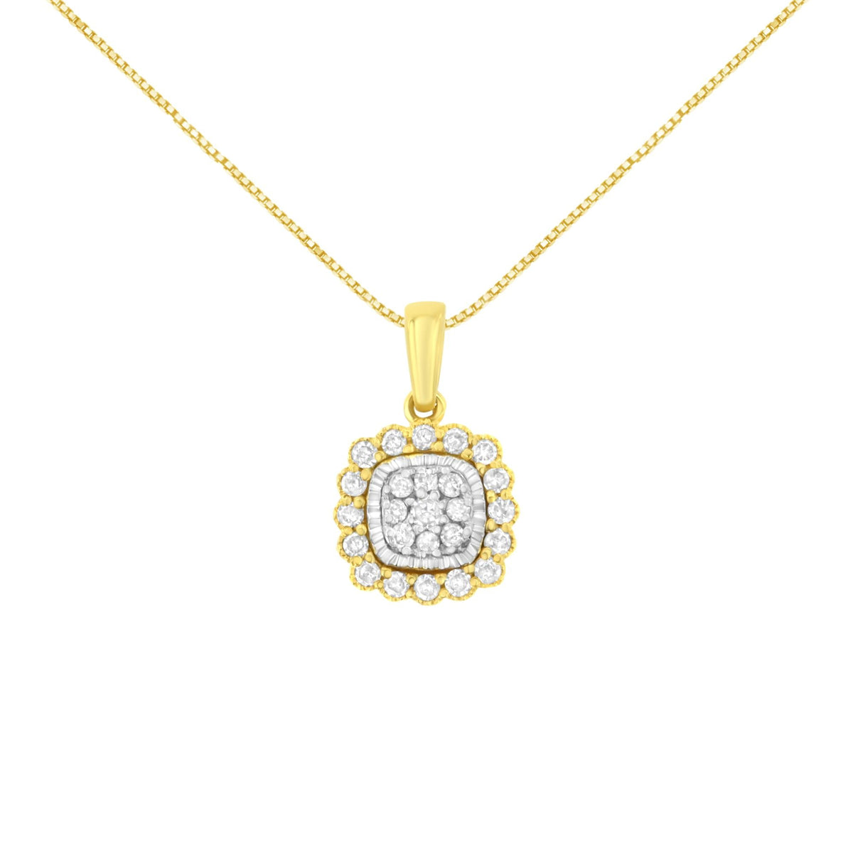 10K Yellow Gold Plated .925 Sterling Silver 1/4 Cttw Diamond 18" Pendant Necklace (I-J Color, I1-I2 Clarity)