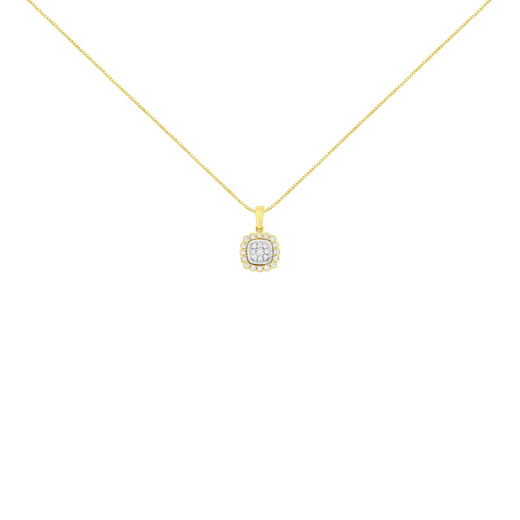 10K Yellow Gold Plated .925 Sterling Silver 1/4 Cttw Diamond 18" Pendant Necklace (I-J Color, I1-I2 Clarity)