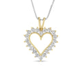 10K Yellow Gold Flash Plated .925 Sterling Silver 1.00 Cttw Round-Cut Diamond Open Heart Pendant 18" Necklace (L-M Color, I2-I3 Clarity)