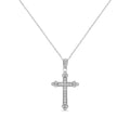 .925 Sterling Silver 1/4 Cttw Prong Set Round-Cut Diamond Cross 18" Pendant Necklace - (I-J Color, I3-Promo Quality)