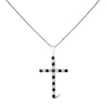 .925 Sterling Silver 1/2 Cttw Alternating Black and White Diamond Cross Pendant Necklace (H-I Color, I2-I3 Clarity) - 18" Inches