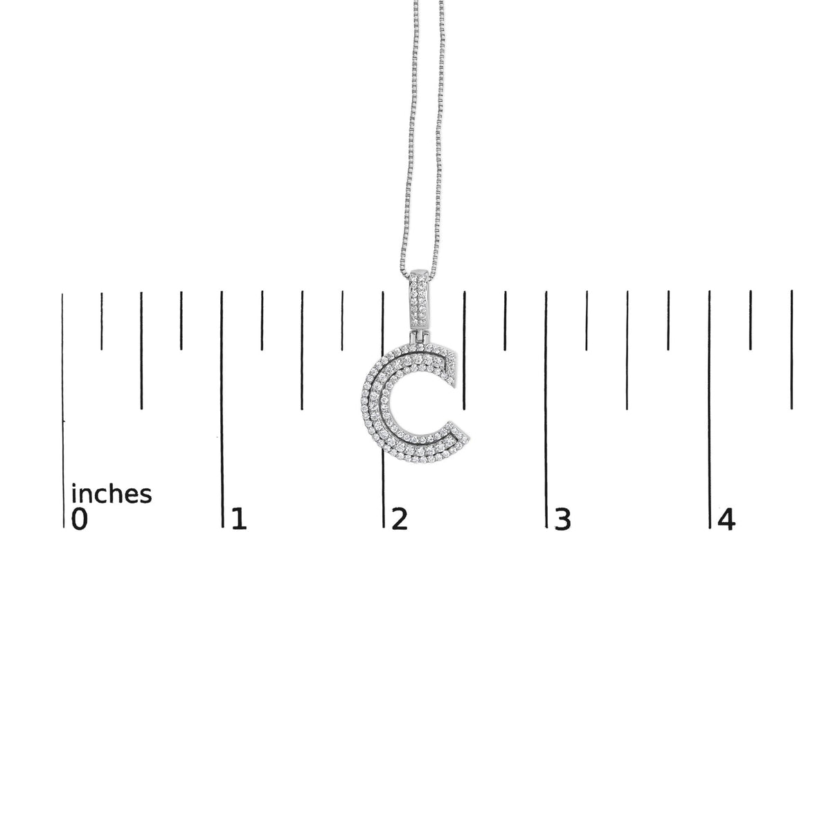 .925 Sterling Silver 4/5 Cttw Round Lab-Grown Diamond "C" Pendant Necklace - 18" (F-G Color, VS2-SI1 Clarity)