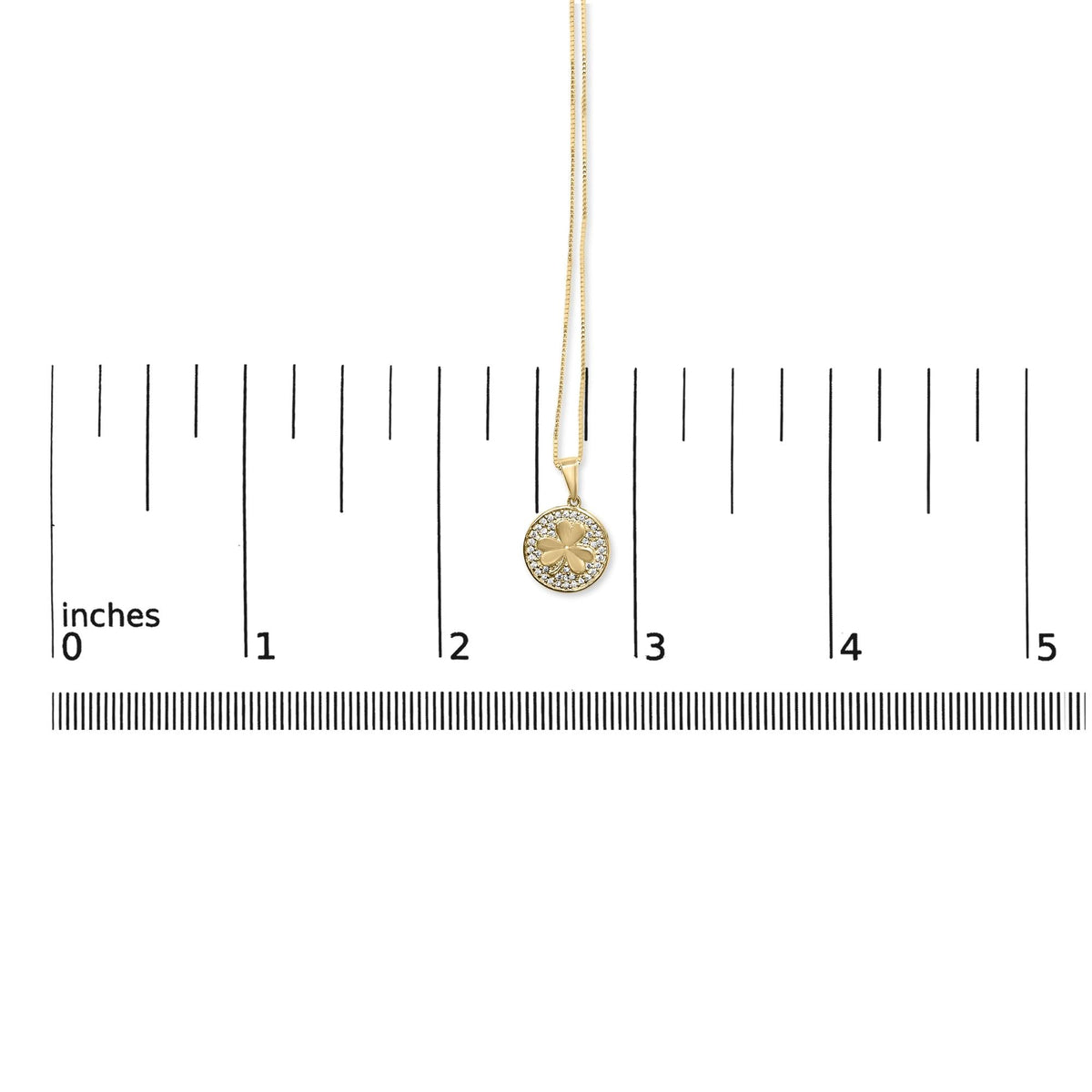 10K Yellow Gold 3 Leaf Clover 1/6 Cttw Diamond Pendant Necklace