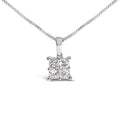 Sterling Silver 1/2 Cttw Princess-Cut Diamond 4 Stone Pendant Necklace