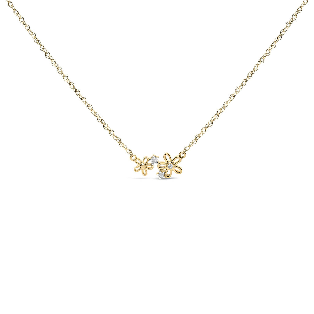 14K Yellow Gold Plated Sterling Silver Diamond Accent Floral Pendant Necklace