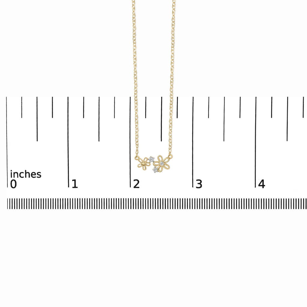 14K Yellow Gold Plated Sterling Silver Diamond Accent Floral Pendant Necklace