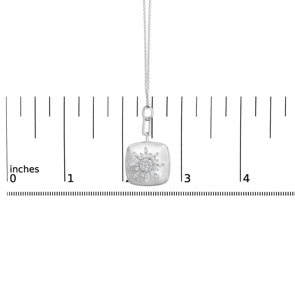 Sterling Silver 1/2 Cttw Diamond Sunburst Medallion Pendant Necklace Cable Chain