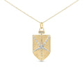 14KT Yellow Gold Plated Sterling Silver 1/2 Cttw Diamond Shield Star Medallion Pendant Necklace