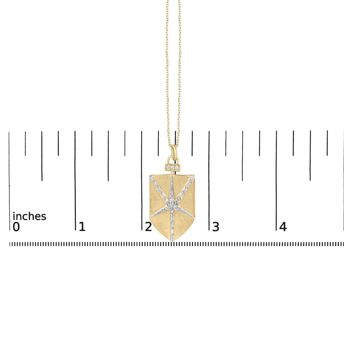14KT Yellow Gold Plated Sterling Silver 1/2 Cttw Diamond Shield Star Medallion Pendant Necklace