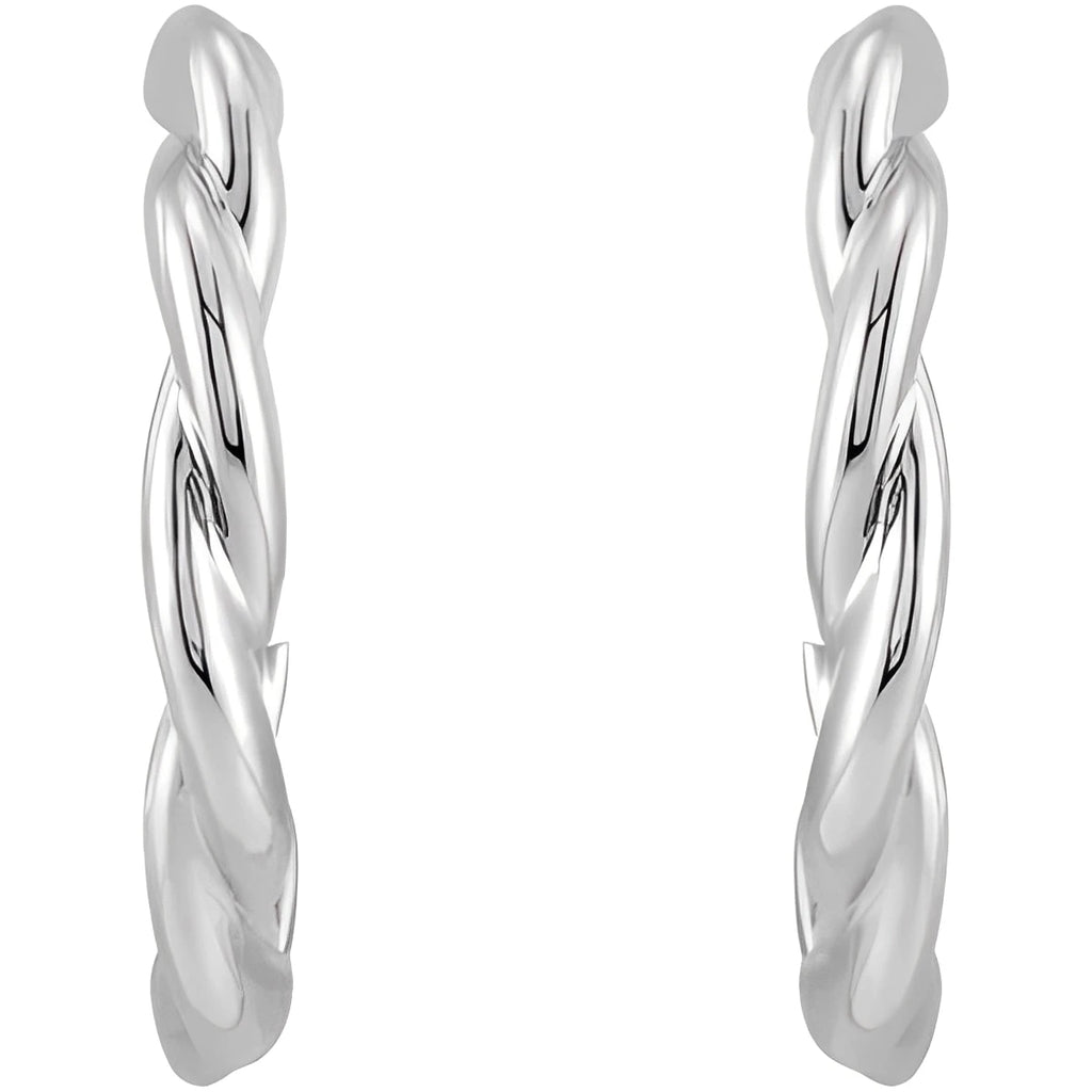 Sterling Silver Twisted 13 mm Hoop Earrings