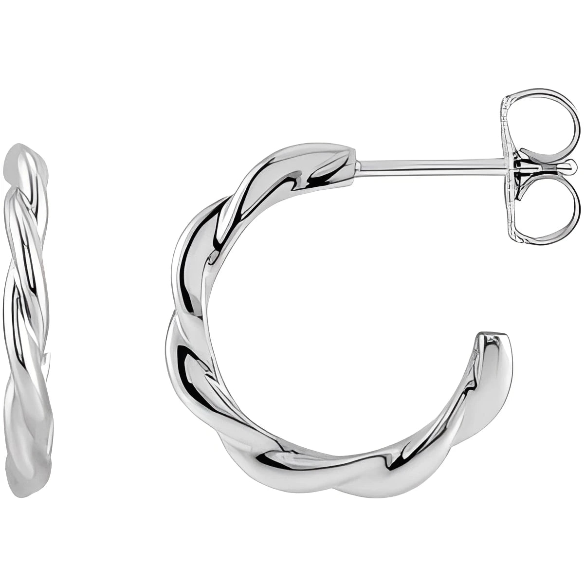 Sterling Silver Twisted 13 mm Hoop Earrings
