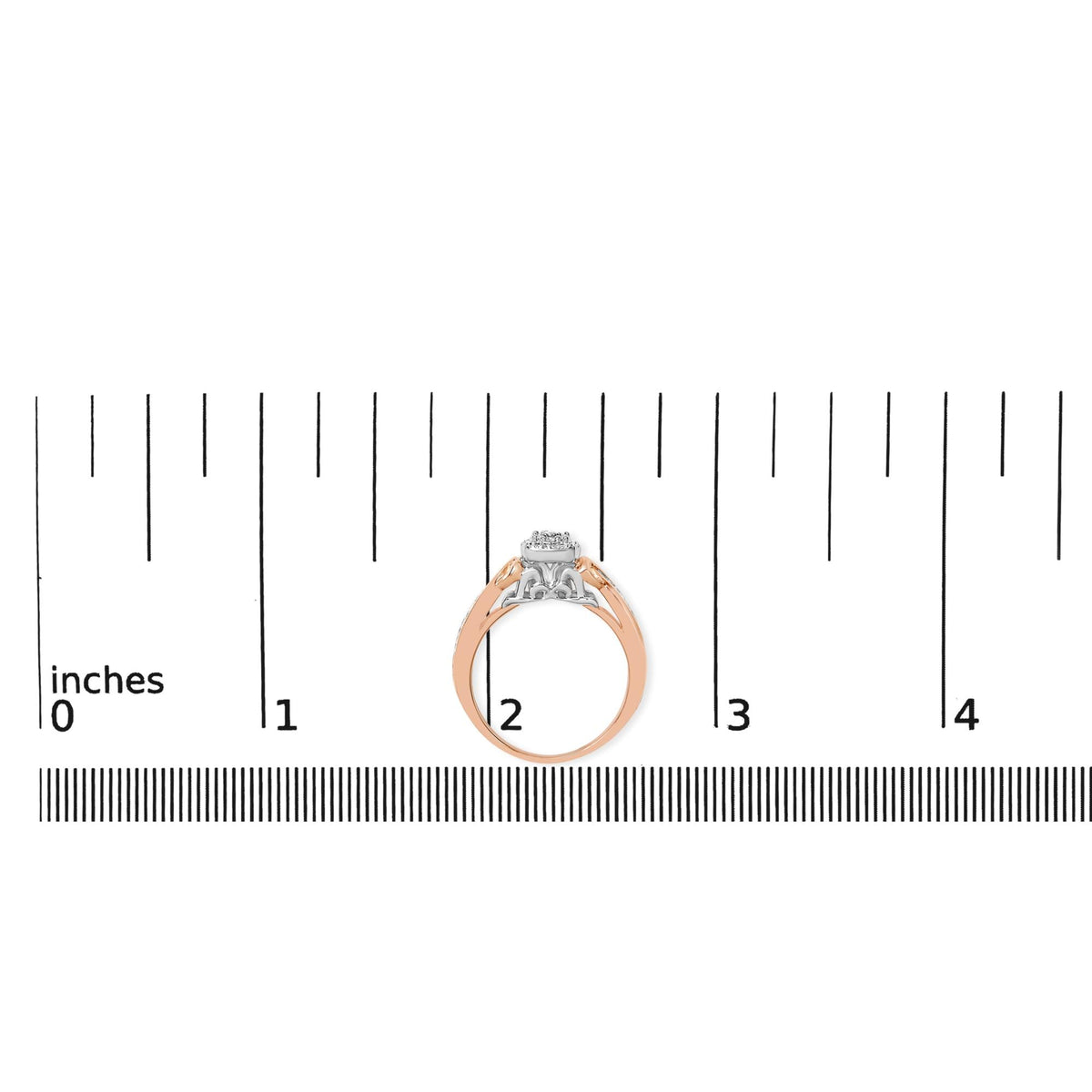 14K Rose Gold Plated Sterling Silver 1/6 Cttw Diamond Knot Cluster Ring