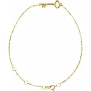14K White Gold Petite Key 6 1/2-7 1/2" Bracelet